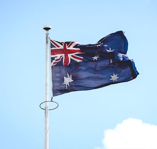 Australian flag waving in the sky