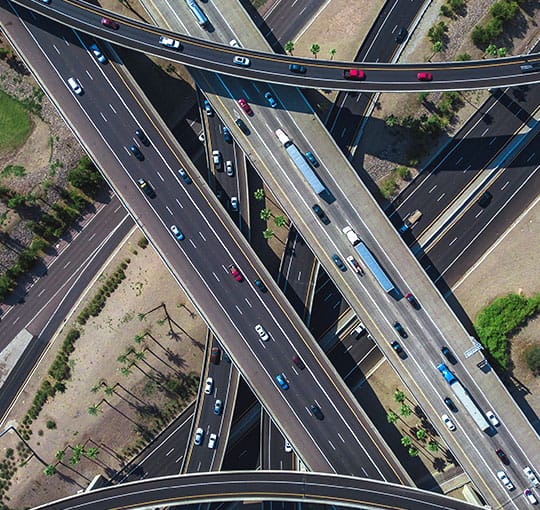 Infrastructure industry solution: Cars and trucks on busy highways