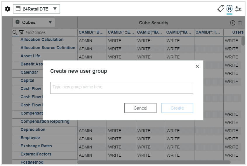 group settings planning analytics