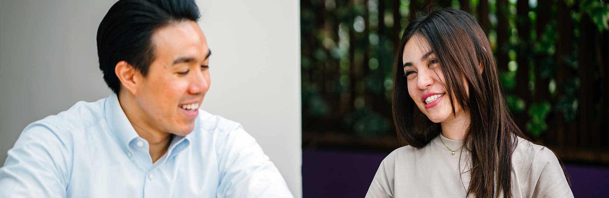 Two people planning and talking