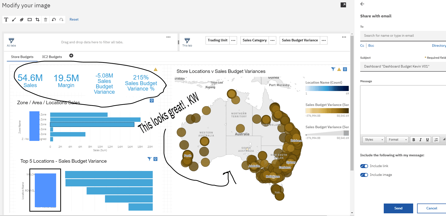 Map visuals and annotate them in Cognos Analytics