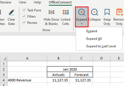 Expand view in Adaptive Planning