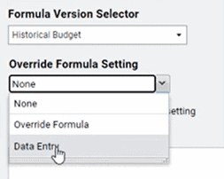 Formula settings in Adaptive Planning