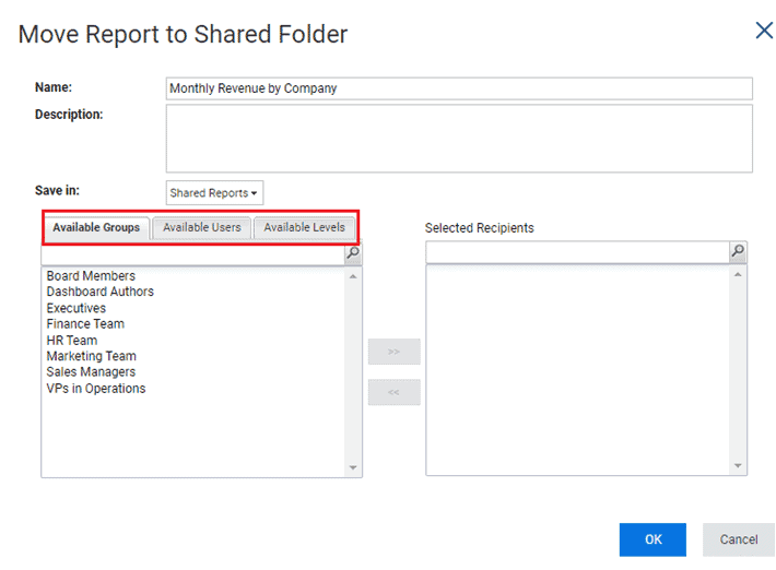 adaptive report shared