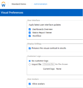 visual preferences options