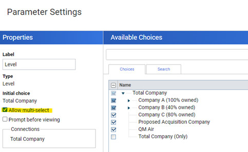 1 Parameter settings