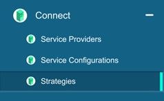 Navigation menu featuring "Connect" with sub-options: Service Providers, Service Configurations, and Strategies, now enhanced in the latest Profisee release.