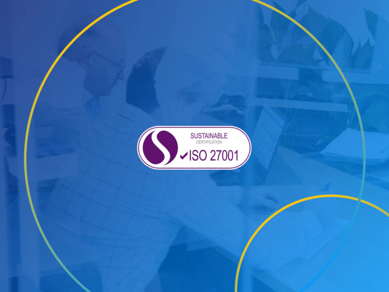 ISO badge for QMetrix on blue background
