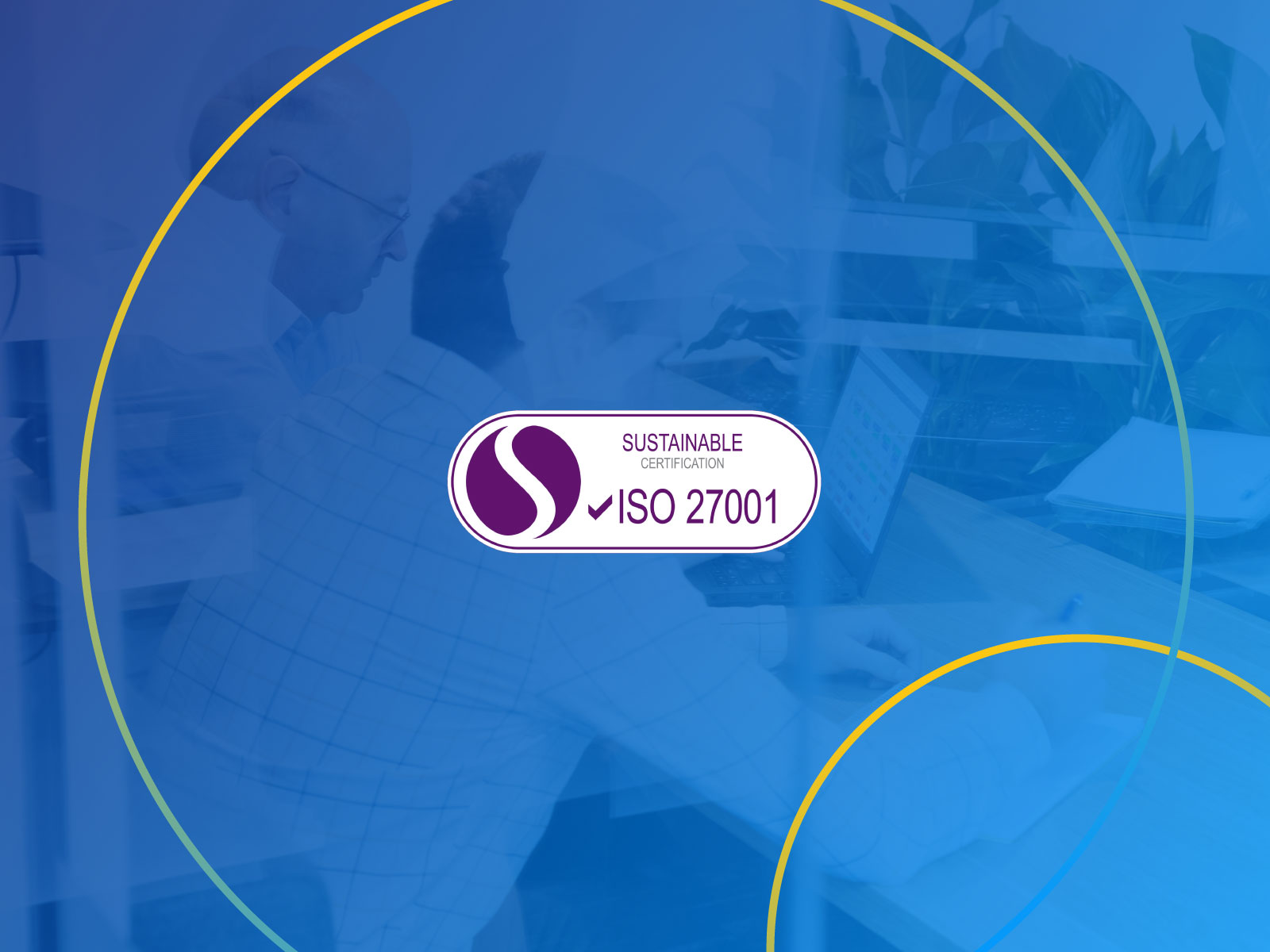 ISO badge for QMetrix on blue background