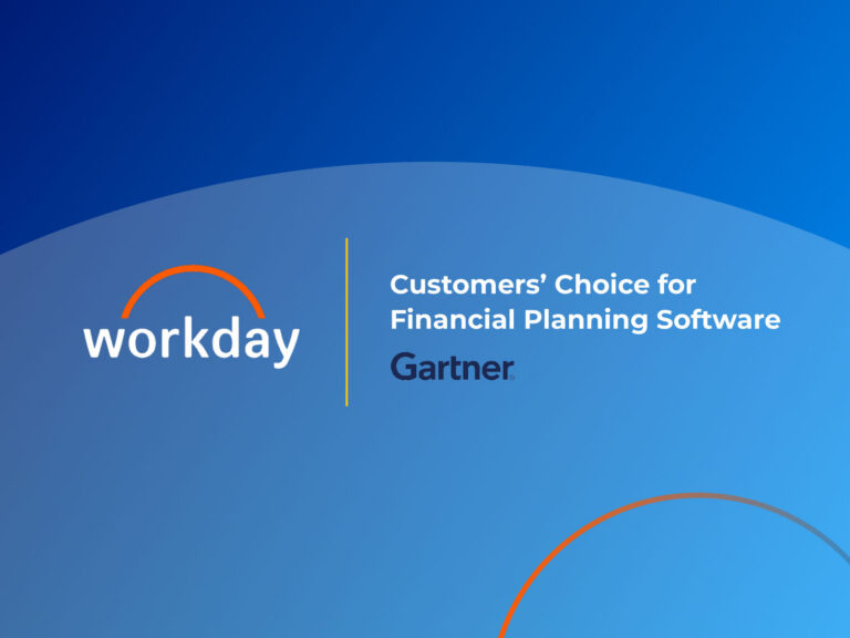 Workday and Gartner logo. Workday is Customers' Choice for Financial Planning software