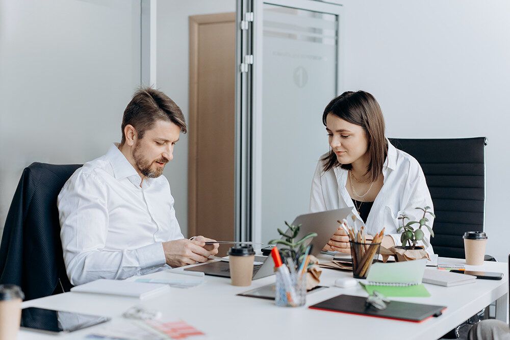 two people meeting
