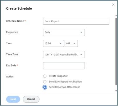 Schedule creation interface