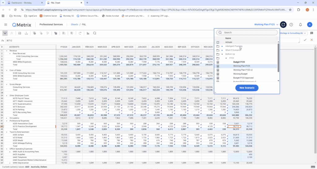 adaptive planning excel like reporting