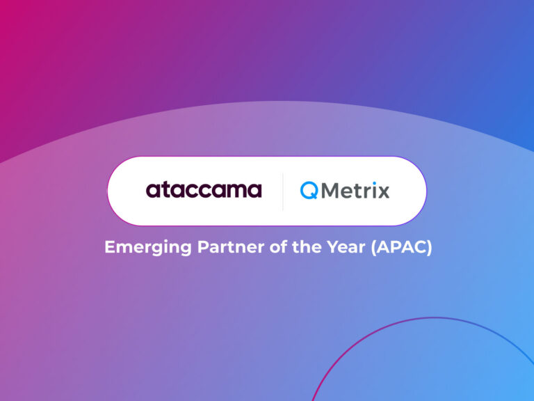 Logos of Ataccama and QMetrix with the text "Emerging Partner of the Year (APAC)"