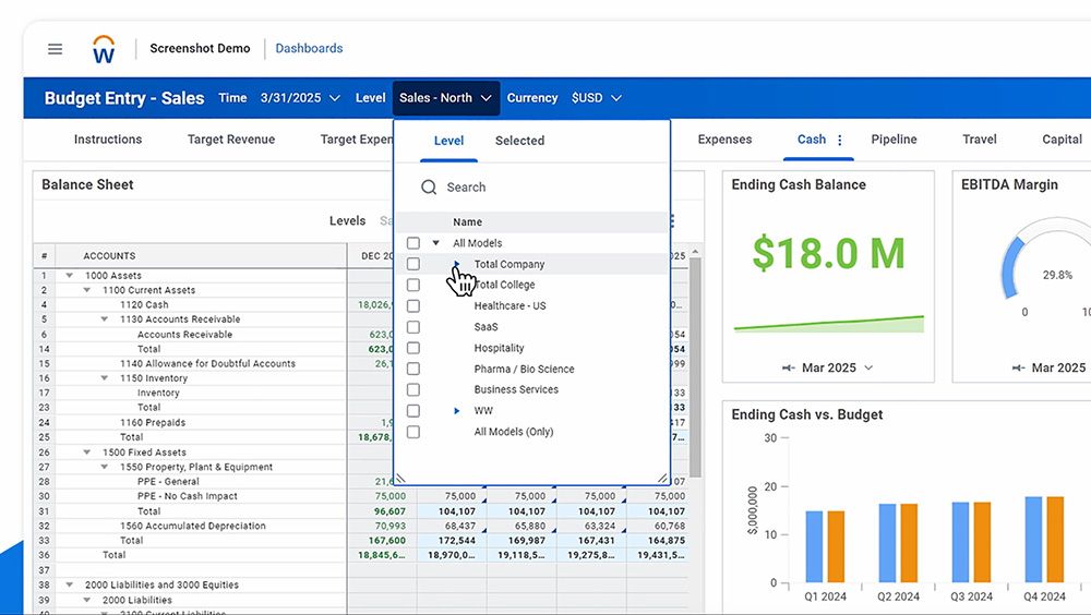 workday adaptive planning model levels
