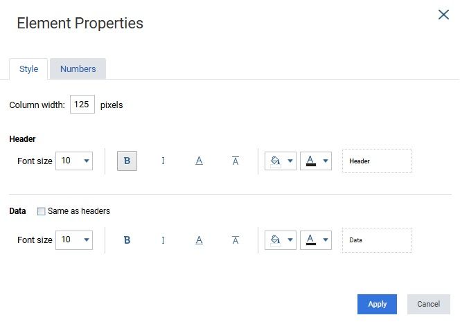 element properties style adaptive