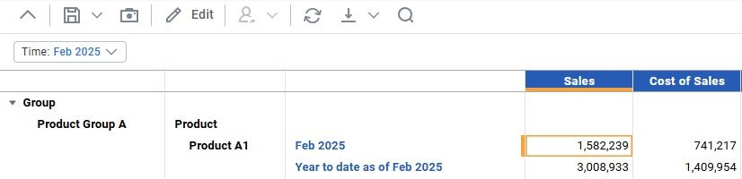 Left click on a value in the report to open the explore cell window