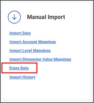Integration > Manual Import > Erase Data