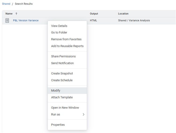 right click on your report from the portal and click Modify
