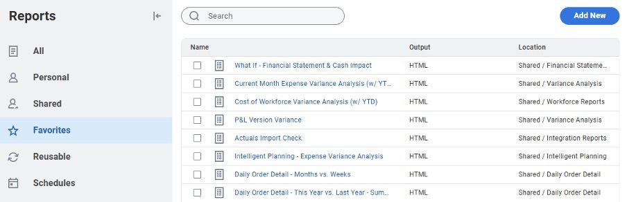From the Reports portal, you will see the report folders on the left