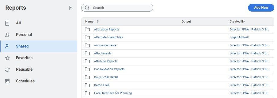 reports subfolders adaptive