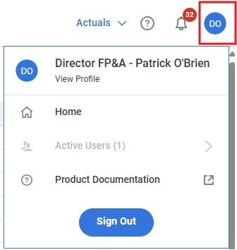 You can change your home page at any time by clicking on the user icon at the top right of your screen