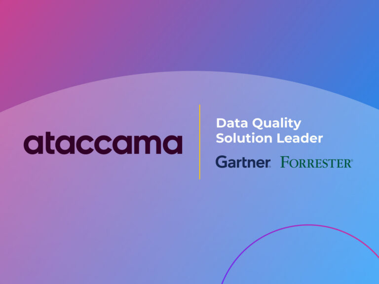 Ataccama logo with text reading "Data Quality Solution Leader," featuring the logos of Gartner and Forrester