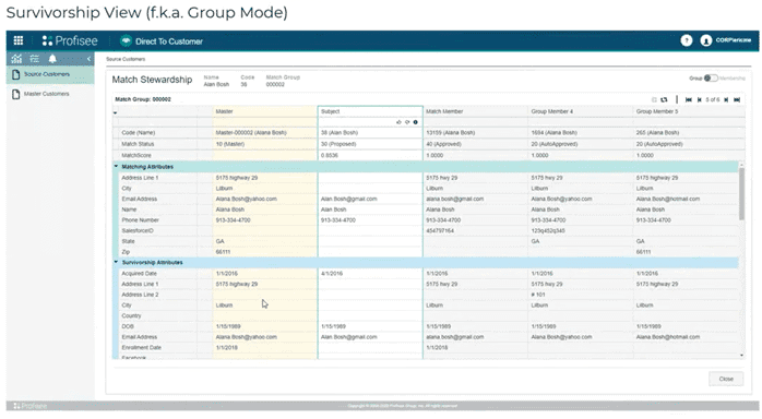 Matching Stewardship changes
