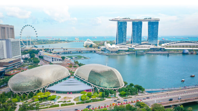 Aerial view of Singapore’s Marina Bay